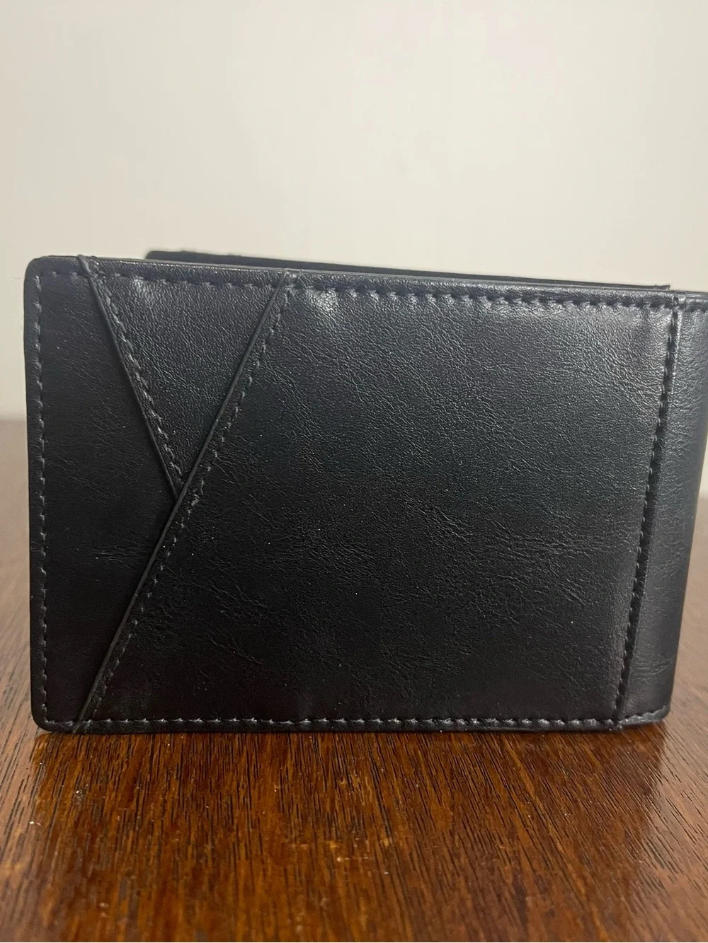 Men's Black Leather Fold Wallet - Card Holder - set of 2 wallets - money clip